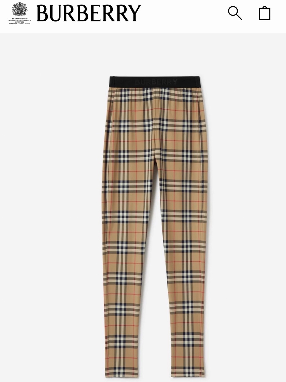 BURBERRY Check Stretch Jersey Leggings